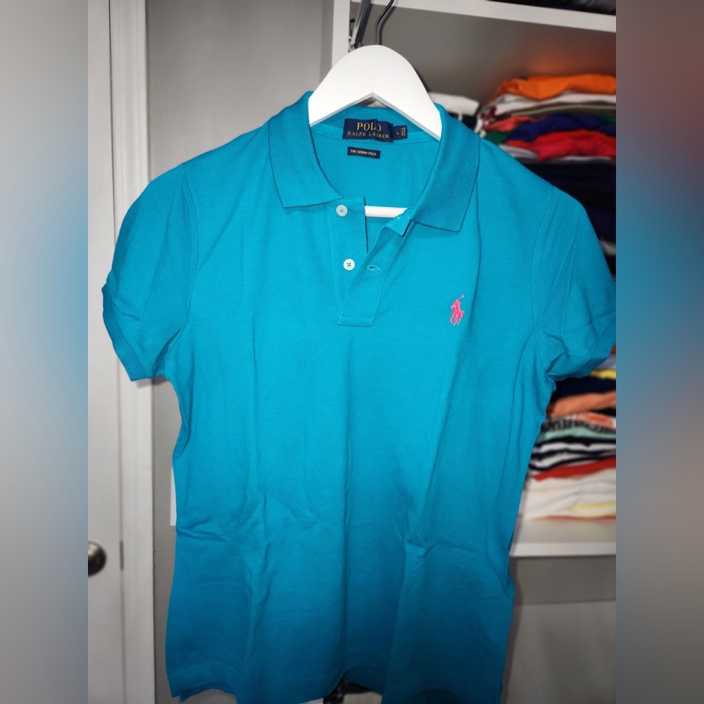 Classic Women’s Short Sleeve Ralph Lauren Polo Turquoise size Large